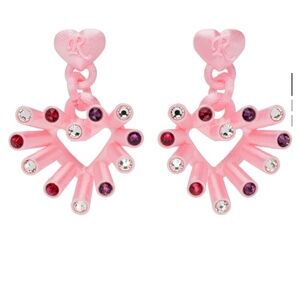 Pink Roussey 3-D Printed Heart Earrings